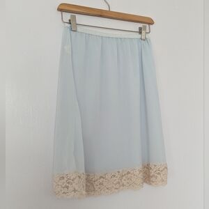 Vintage Pastel Powder Blue Lace Trimmed Half Slip